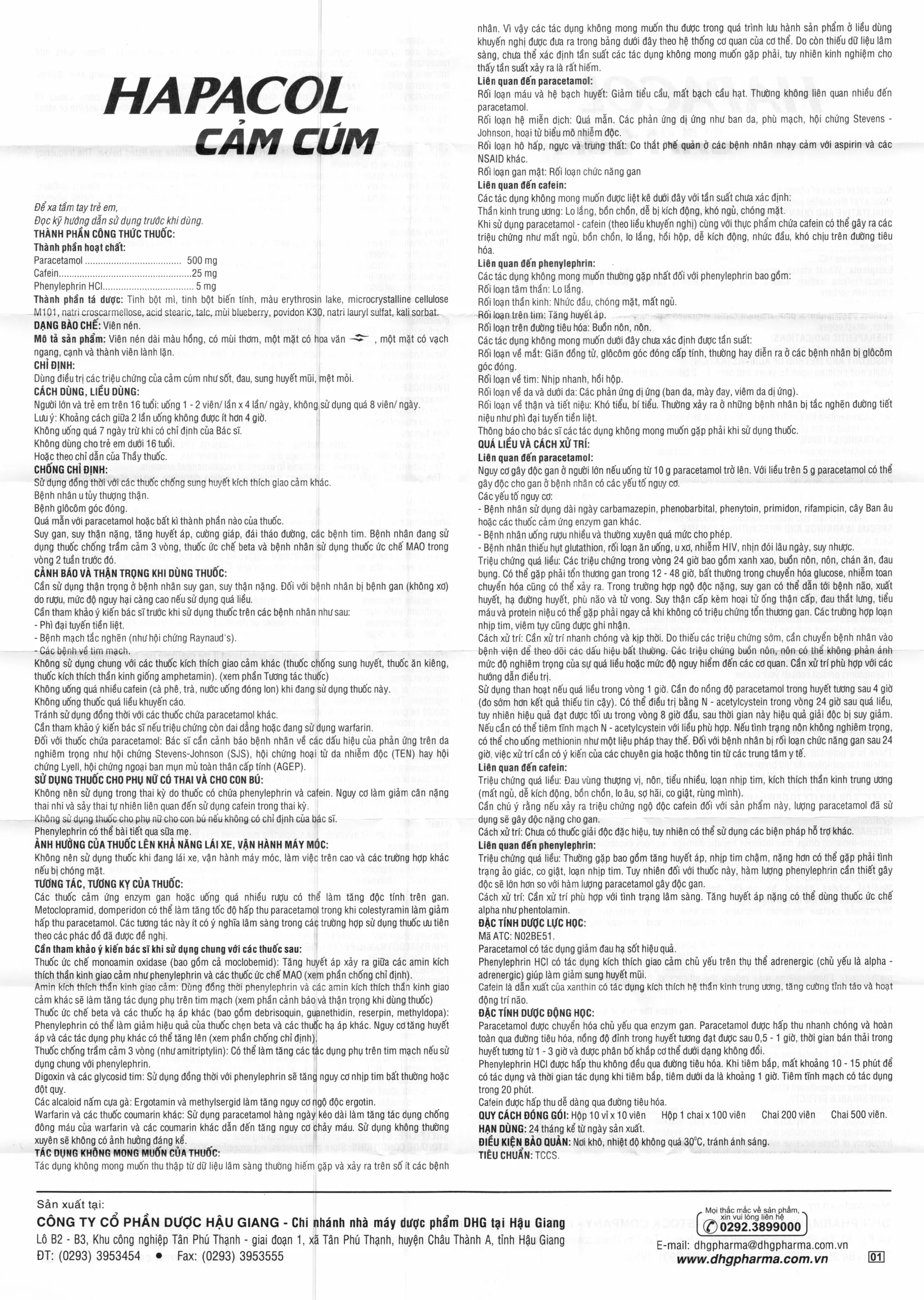Hapacol Cảm Cúm HDSD