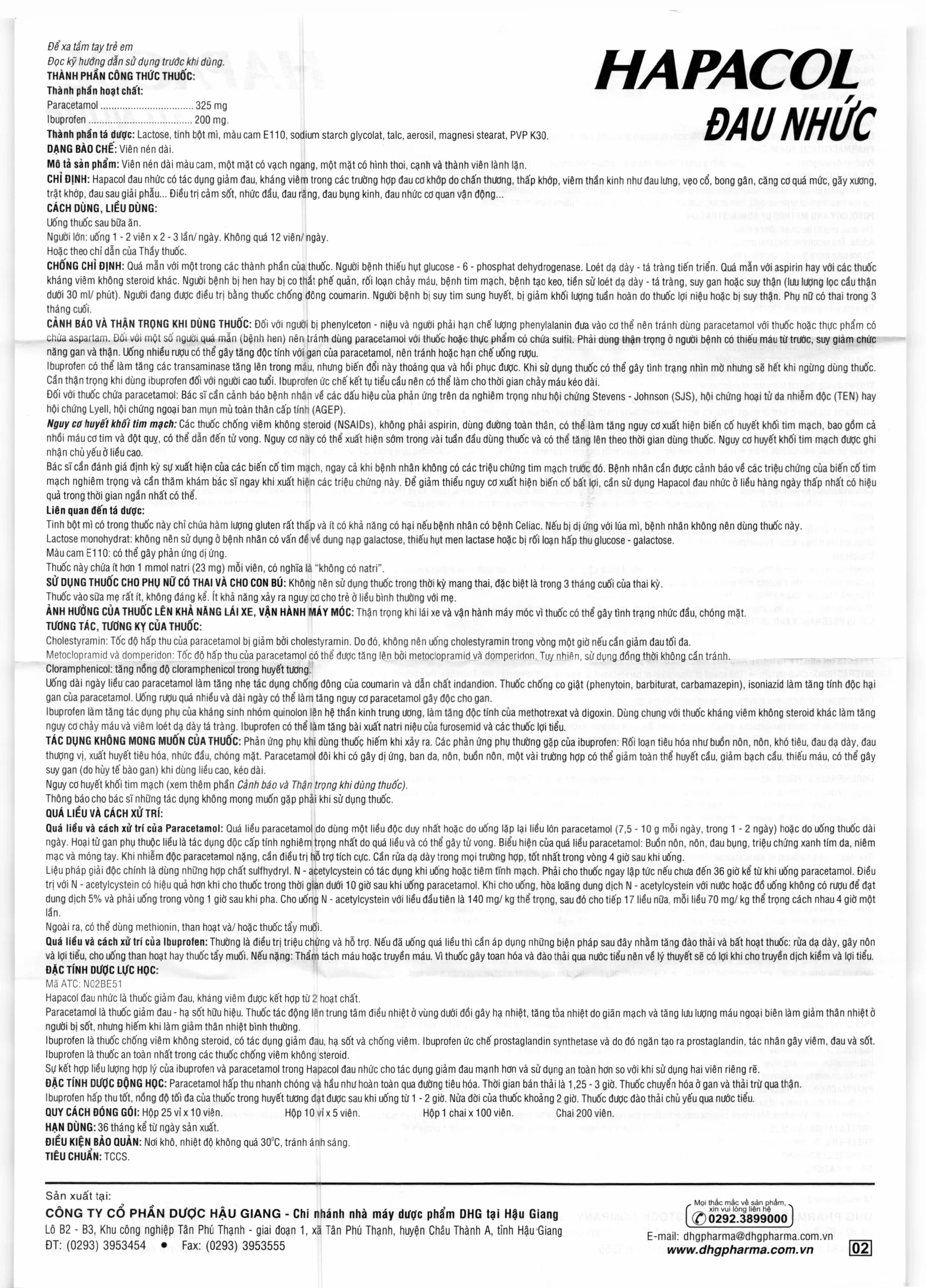 Hapacol Đau Nhức HDSD