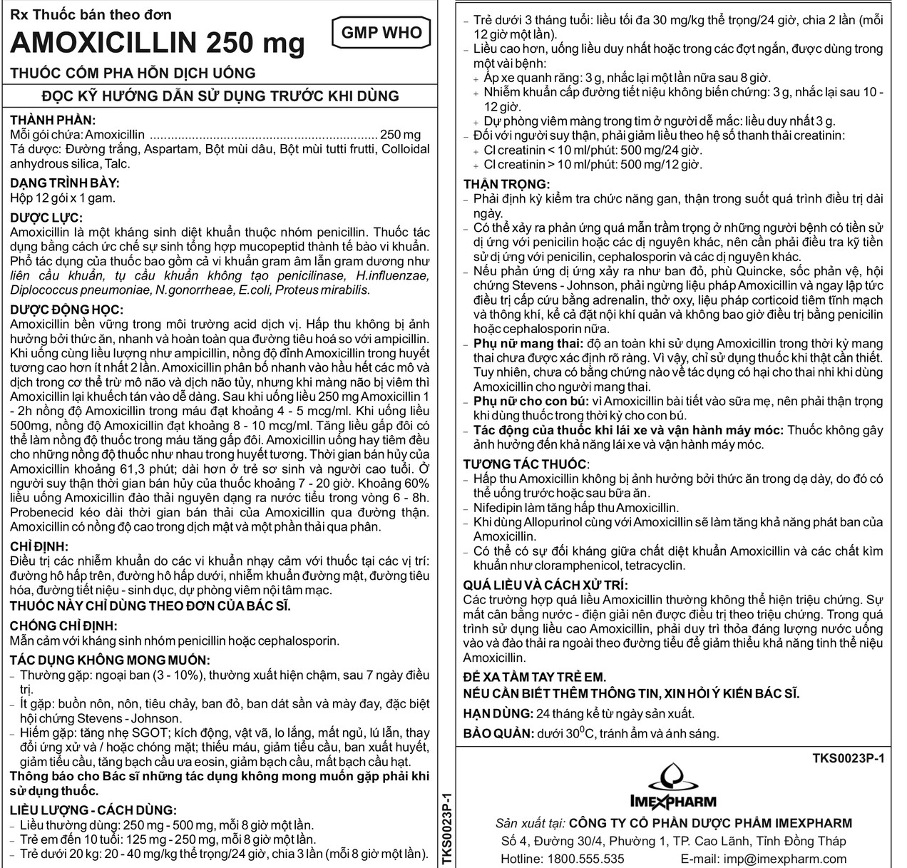 Amoxicillin 250 HDSD
