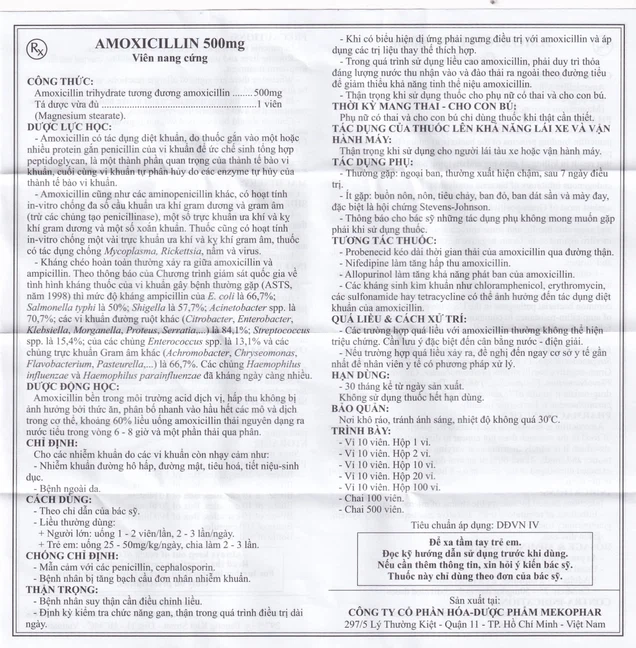Amoxicillin 500mg HDSD