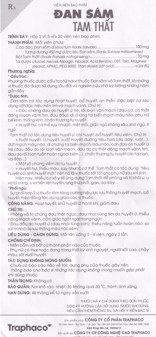 Đan Sâm Tam Thất HDSD