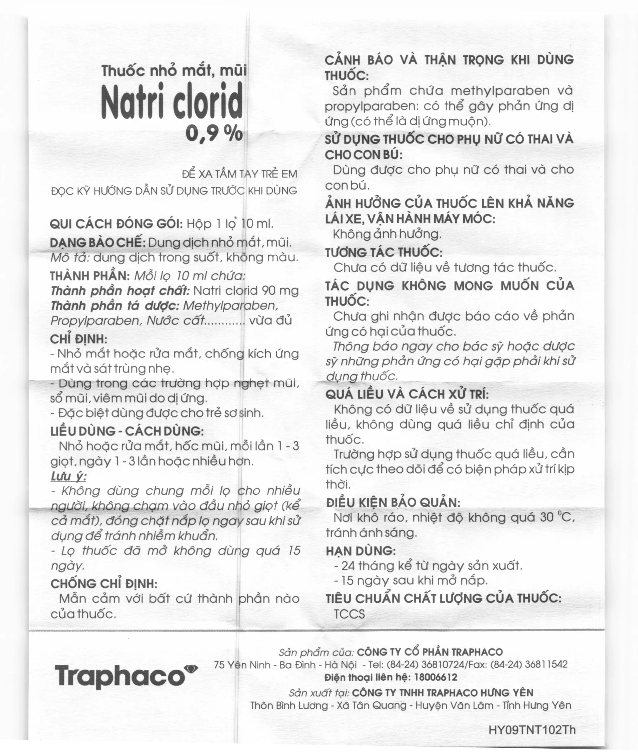 Natri Clorid 0.9% HDSD