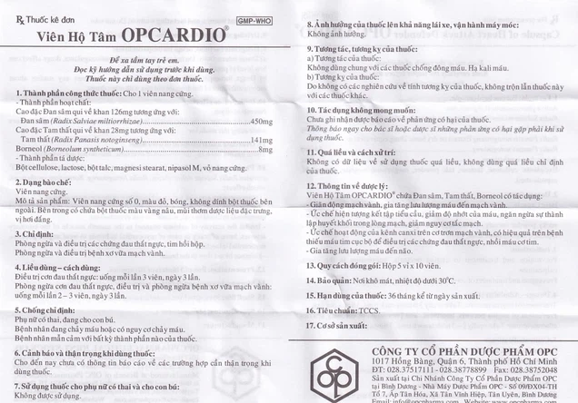 Viên Hộ Tâm Opcardio HDSD