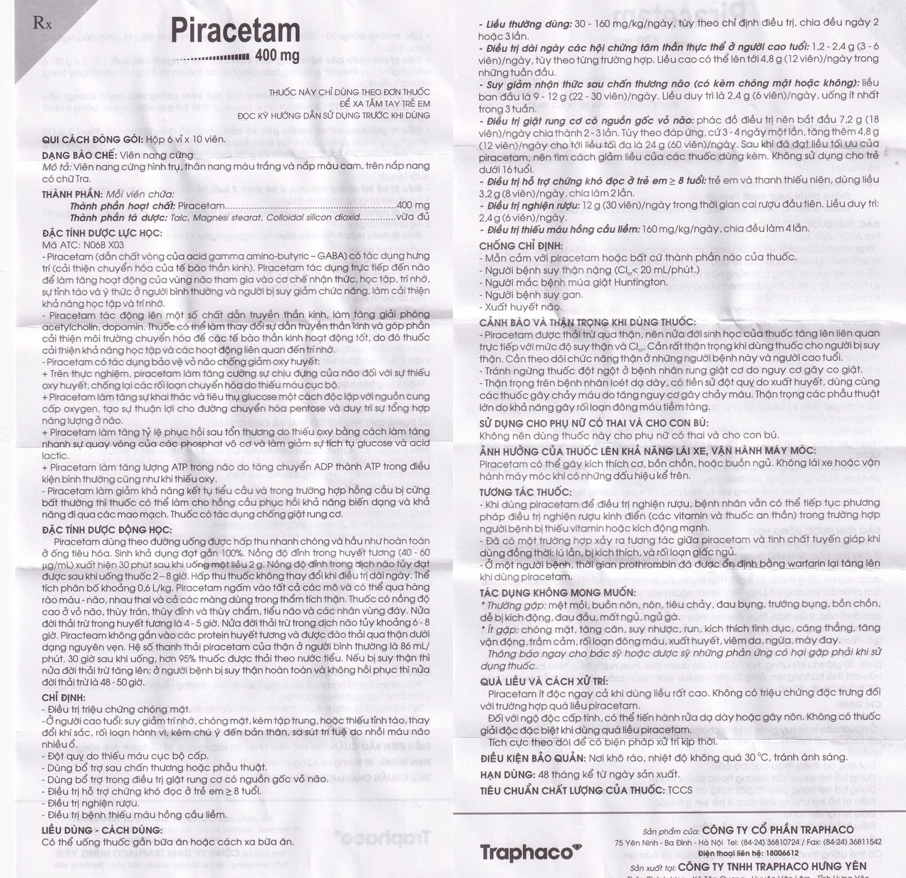 Piracetam 400mg HDSD