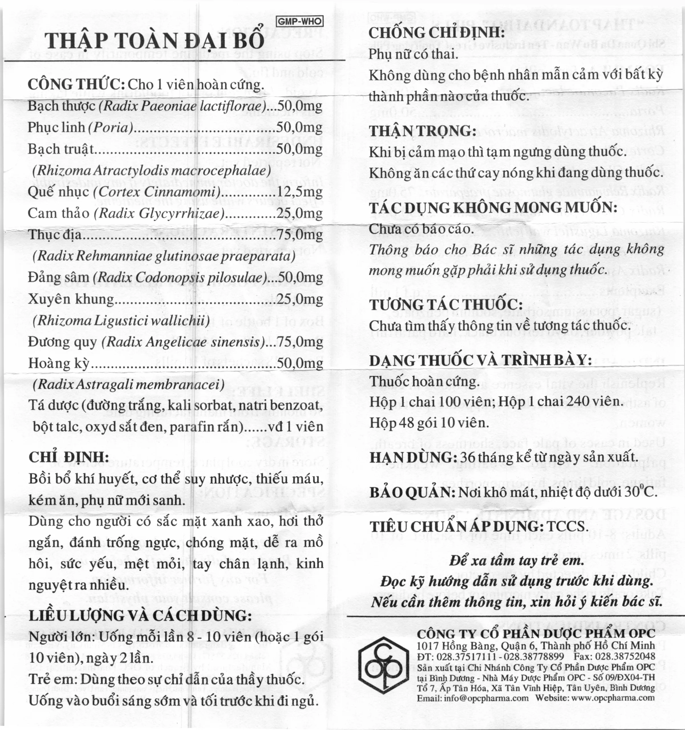 Thập Toàn Đại Bổ HDSD