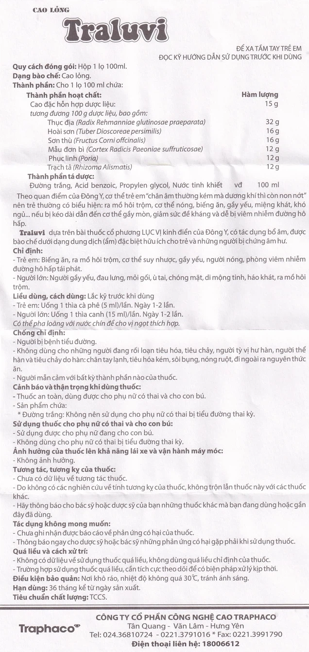 Traluvi 100ml HDSD