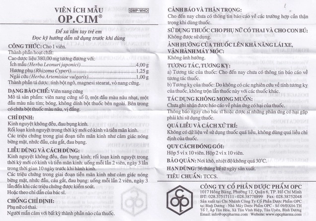 Viên Ích Mẫu OP.CIM HDSD