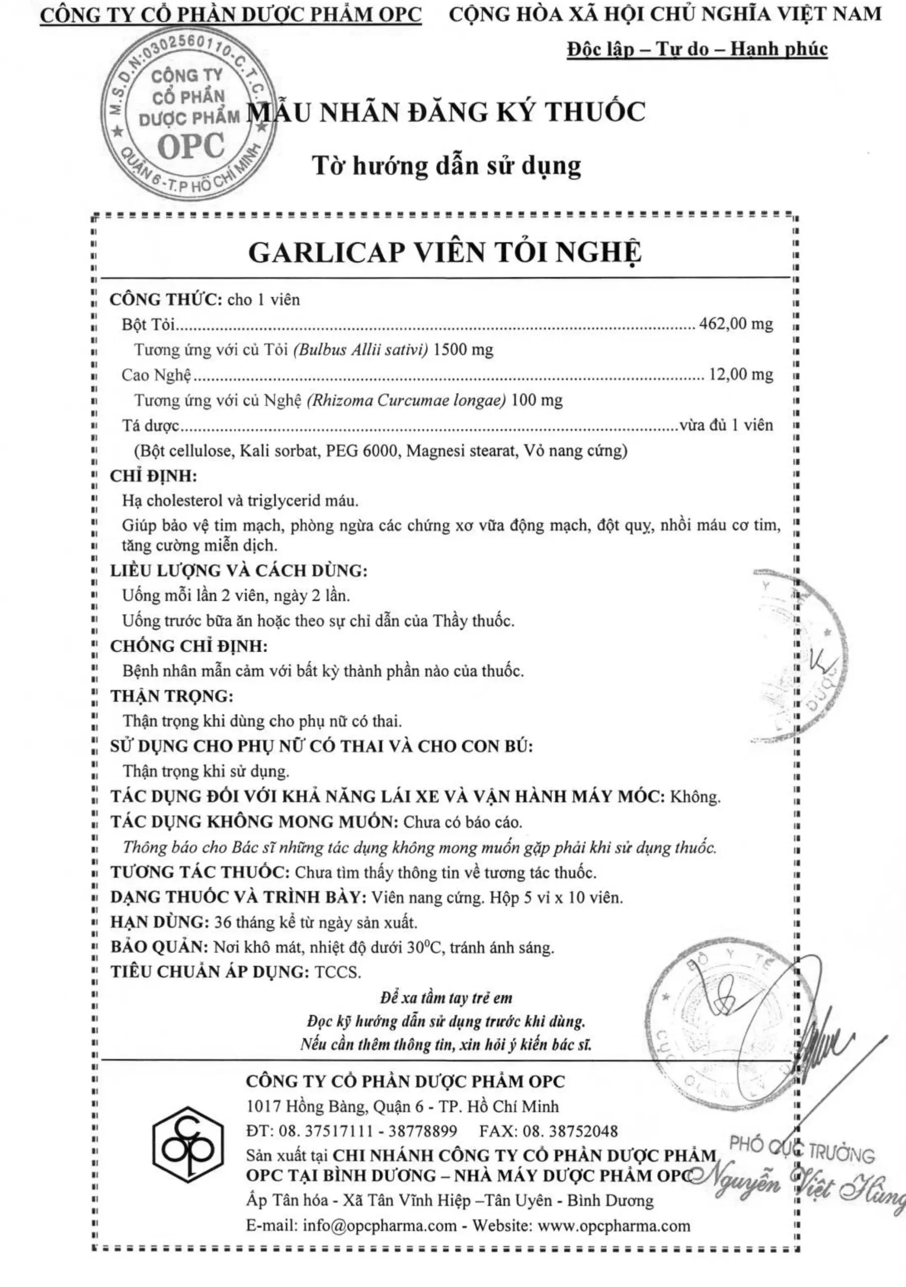 Viên tỏi nghệ Garlicap HDSD