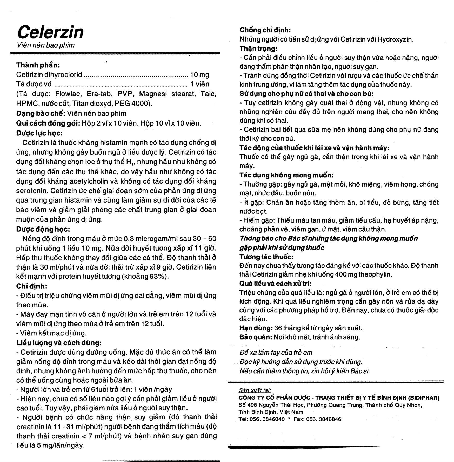 Celerzin 10mg HDSD