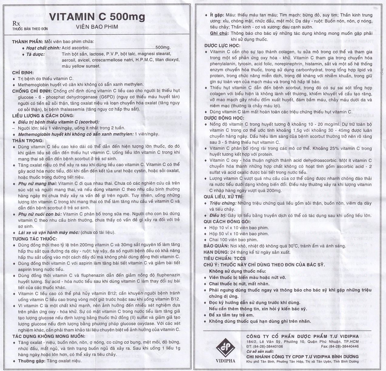 Vitamin C 500mg HDSD