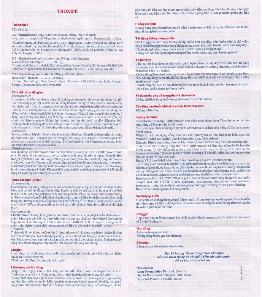 Troxipe H.pylori Kit HDSD